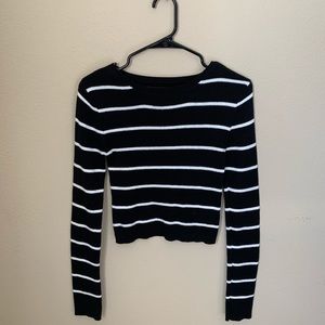A black and white striped crop top